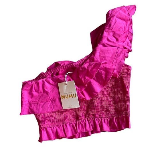 Leni Ruffle Top in Hot Pink Show Me Your Mumu Size S - Picture 10 of 13